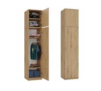 BDW SD-50 - Armario de 50 x 50 x 248 cm, 4 estantes, Ideal para Dormitorio, Pasillo, habitación Infantil o Oficina, Perchero (Roble Artisan)