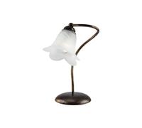 Be-Light Lámpara de sobremesa en Hierro Marrón Oro Pantalla una luz de Cristal Blanco 25x h31 cm