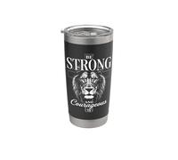 Be Strong and Courageous Joshua 1:9 Lion | Christian Warrior Vaso térmico de acero inoxidable de doble pared