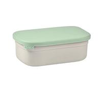 Béaba Lunchbox para niños, fiambrera, Bento, fiambrera en acero inoxidable, a prueva de fugas, con compartimentos, funda de silicona, 760 ml, gris/verde