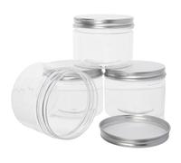 BEAMARKER 5 Tarro de Plástico Transparente con Tapa de Rosca, Hermético, de Boca Ancha, Rellenable, Pequeño, Redondo, Vacío, para Cocina, Hogar, Especias, Frutos Secos Y Dulces.