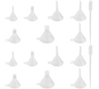 BEAMARKER Juego de 14 embudo de Plástico de 7 estilos, Embudos de Cocina Pequeños Y Transparentes con 2 mini Goteros de Plástico para Cocinar, Enlatar, Rellenar Botellas, Transferir Líquidos, Ingredie
