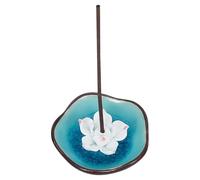 BEAMARKER Porta Incienso de Cerámica para Varillas, Quemadores de Incienso de Flor de Loto, Soporte de Palo Santo de Salvia, Bandeja Decorativa Floral para Recoger Cenizas, Horno de Aromaterapia de Po