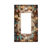 Bear - Cubierta para interruptor de luz basculante individual, diseño de farol rústico occidental, vaquero, otoño, marrón, plástico, tamaño estándar, placas de interruptor de pared para nuevo