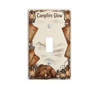 Bear - Placa de cubierta de interruptor de luz individual, diseño rústico de farol natural, mapa de otoño de plástico, tamaño estándar, placas de interruptor de pared, detalles para el hogar, sala de