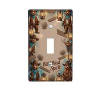 Bear - Placa de cubierta para interruptor de luz, diseño de farol rústico occidental, vaquero, color marrón, plástico, tamaño estándar, para decoración del hogar, sala de estar, dormitorio, baño