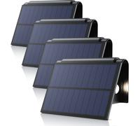 BEARWARE, farola solar LED, lámpara solar para exteriores, luz exterior solar, aplique solar de pared, juego de 4 unidades, 2 modos, 2 niveles de brillo, 3000K (blanco cálido), IP54, batería de 1800mA