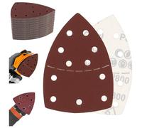 BEASAFY 100 Piezas 108 x 151 mm Juego de Papel de Lija para Lijadora Delta, Juego de Papel de Lija para Multilijadora de 11 Agujeros, Papel de Lija para Lijadora Triangular