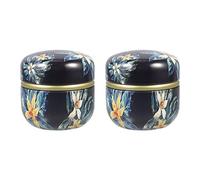 Beatifufu 2 Piezas caja de soplo de polvo bote de té suelto recipientes con tapas recipiente metalico con tapa tarro de té de hojalata bote conveniente con cubierta tetera juego de té envase