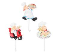 Beatifufu Juego de 3 Ganchos Adhesivos de Cocina y Baño en Resina con Diseño de Chef, Colgadores Sin Taladro para Organizar Accesorios en Sala y Detrás de Puertas