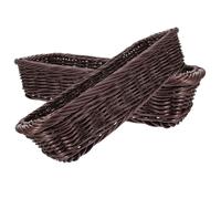 Beaupretty 2 Piezas Cesta para Cubiertos Tejida de Plástico Marrón | Organizador de Cocina y Comedor, para Palillos y Frutas, Acabado Artesanal, Práctico y Atractivo