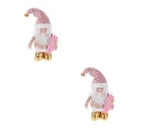 Beaupretty 2 Piezas Muñeca Navideña Rosa de Poliéster y Metal con Luces y | Figura Ajustable para Hogar y Fiestas de Invierno, Suave al Tacto, con Pilas Aa No Incluidas