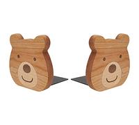 Beaupretty 2 Piezas Sujetalibros Decorativo de Madera Forma de Oso para Estanterías, Diseño Creativo y Estructura Simple Adecuado para Habitación de Estudio o Librería
