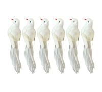 Beaupretty 6 Piezas Pájaro Artificial Blanco de Espuma, Figura Navideña Decorativa