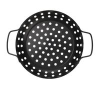 Beaupretty Bandeja para Asar Redonda Antiadherente de Acero al Carbono Resistente al Calor para Barbacoa al Aire Libre con Diseño de Agujeros Grandes
