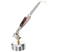 Beaupretty Pinzas para Joyería de Acero Inoxidable, Pinza Antideslizante Soporte Giratorio 360°, Curva, Plata, para Trabajos de Precisión y Manualidades