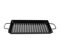 Beaupretty Placa de barbacoa de acero al carbono con agujeros para asar en | Acabado negro, buena conductividad térmica, construcción ligera y compacta, fácil de llevar, para pescado a la parrilla y