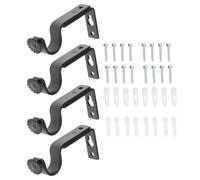 Beaupretty Soportes Metálicos Negros Juego de 4 Diseño Sencillo Soporte Fiable sin Rebabas para Barra de Cortina para Montaje Lateral en Ventana