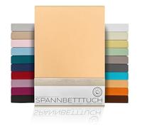 BEAUTEX Sábana bajera ajustable de algodón, tejido de punto de primera calidad, 160 g/m², tamaño y color a elegir (Boxspring - 180 x 200 x 45 cm, albaricoque)