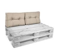 Beautissu 2X Cojines para Palets de Respaldo Silla Eco | 60x40cm natural 10cm de espesor sofá exterior interior robustos cuidado fácil cojin acolchado set jardin Style