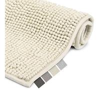 Beautissu Alfombrilla Baño Antideslizante Absorbente Adecuada | 80x50cm natural chenilla mullida suelo radiante para ducha bañera e inodoro Alfombra lavable felpudo tapete BeauMare WR