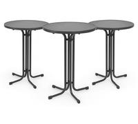 Beautissu Bellini, diámetro 60 cm, altura 110 cm, color gris, juego de 3 unidades, mesa para bistró, plegable, para exteriores