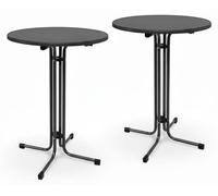 Beautissu Bellini, diámetro 60 cm, altura 110 cm, color negro, juego de 2 unidades, mesa bistró, plegable, para exteriores