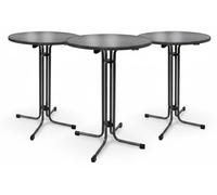 Beautissu Bellini, diámetro 60 cm, altura 110 cm, color negro, juego de 3 unidades, mesa para bistró, plegable, para exteriores
