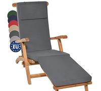 Beautissu cojín colchoneta Tumbona Exterior desenfundable para Hamaca Playa | 175x45x5cm antracita y cómoda para Jardín lujo funda acolchado sillón cubierta LoftLux DC