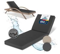 Beautissu Cojín de Tumbona para Muebles de Jardín Impermeable Secado Rápido | 190x60cm Antracita Resistente a la Intemperie Lavable de Exterior Cojines colchoneta Deckchair