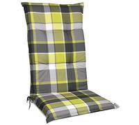 Beautissu Cojín para sillas de Exterior y jardín con Respaldo Alto Sunny GR Verde 120x50x6 cm tumbonas, mecedoras, Asientos cómodo Acolchado Resistente a Rayos UV