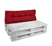 Beautissu Cojines para Palets de Respaldo para Silla Eco | 120x40cm rojo 10cm de espesor sofá exterior interior robustos cuidado fácil cojín acolchado lounge jardin Style