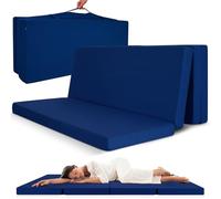 Beautissu Colchón Plegable 120x195cm Funda de Microfibra - Cuna de Viaje Ahorra Espacio Colchoneta 7cm Grosor - Colchones Azul Marino para Invitados Furgoneta Camper con Asa y Cierre Velcro - Campix