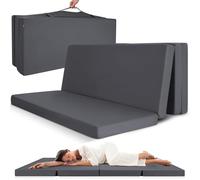 Beautissu Colchón Plegable con Funda de Microfibra Cuna de Viaje con Asa | 120x195cm 7cm grosor antracita colchoneta ahorra espacio invitados furgoneta camper cierre velcro Colchones cama Campix