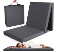 Beautissu Colchón Plegable con Funda de Microfibra Cuna de Viaje con Asa | 80x195cm 10cm grosor antracita colchoneta ahorra espacio invitados furgoneta camper cierre velcro Colchones cama Campix