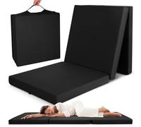 Beautissu Colchón Plegable con Funda de Microfibra Cuna de Viaje con Asa | 80x195cm 10cm grosor negro colchoneta ahorra espacio invitados furgoneta camper cierre velcro Colchones cama camping Campix