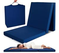 Beautissu Cómodo colchón Plegable Campix 60 x 190 x 7 cm - Ahorra Espacio - con Funda de Microfibra - Azul Marino