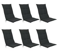 Beautissu, juego de 6 cojines para sillas de respaldo alto, base para silla, cojín para asiento, 120x50x6 cm, color gris grafito