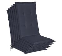 Beautissu, juego de 6 fundas para sillas de jardín, modelo Loft HL, color azul oscuro, 120x50x6 cm
