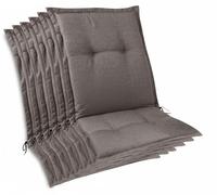 Beautissu, juego de 6 fundas premium para sillas de jardín, modelo con respaldo bajo, 105x50x7 cm, color taupe