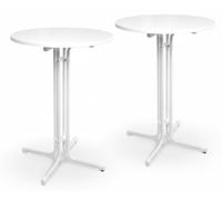 Beautissu, mesa auxiliar para exteriores, modelo Bellini, plegable, juego de 2 unidades, diámetro 60 cm, color blanco