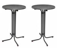 Beautissu, mesa auxiliar para exteriores, modelo Bellini, plegable, juego de 2 unidades, diámetro 70 cm, color gris