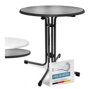 Beautissu Mesa Bistró Exterior Ø 80 cm - Mesa Alta Plegable de Jardín Terraza Balcón - Mesa de Camping y Eventos Altura 70 cm - Negro - Bistroni