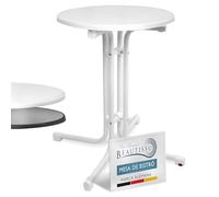 Beautissu Mesa Bistró Exterior Ø60cm Alta Plegable de jardín Altura Camping | 70cm blanco para terraza balcón y eventos comedor redonda estable Bistroni