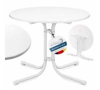 Beautissu Mesa Bistró Exterior Impermeable Plegable de Jardín Terraza | Ø70cm altura 70cm blanco alta de camping y eventos Balcón redonda resistente agua intemperie Bistroni