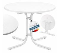 Beautissu Mesa Bistró Exterior Impermeable Plegable de Jardín Terraza | Ø80cm altura 70cm blanco alta de camping y eventos Balcón redonda resistente agua intemperie Bistroni