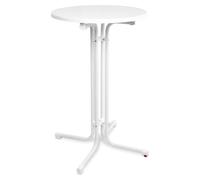 Beautissu, mesa plegable para exteriores, modelo Sylt, con altura ajustable, diámetro 70 cm, color blanco