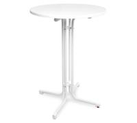 Beautissu, mesa plegable para exteriores, modelo Sylt, con altura ajustable, diámetro 80 cm, color blanco