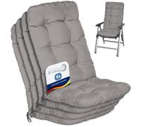 Beautissu Set 4 Cojines sillas jardín terraza Exterior con Respaldo Alto | 120x50x8cm gris claro relleno de copos de gomaespuma cojín silla asiento acolchado Flair HL