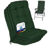 Beautissu Set 4 Cojines sillas jardín terraza Exterior con Respaldo Alto | 120x50x8cm verde oscuro relleno de copos de gomaespuma cojín silla asiento acolchado Flair HL